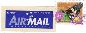 Australia Post sticker and stamp